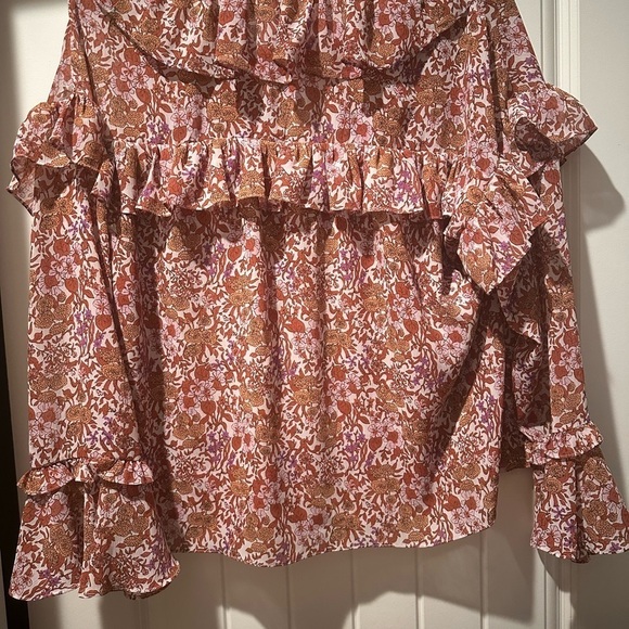 J.Crew Ruffle Crinkle Chiffon Blouse Floral Top Spring‎ Summer Casual Size Large - Picture 9 of 14